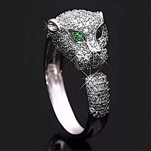SILVER PANTHER ZIRCON RING